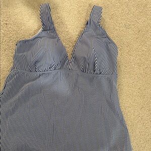 Talbots Blue and White Striped Swimwear